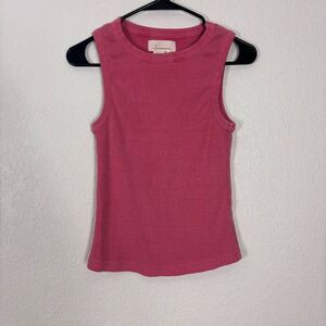 Anthropologie Pink Ribbed Tank Top Size Small